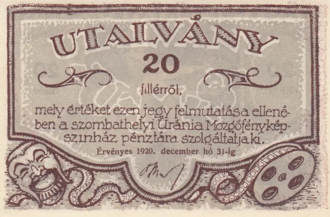 20 filler 1920 from Hungary, P-unlisted (1920) — image 1