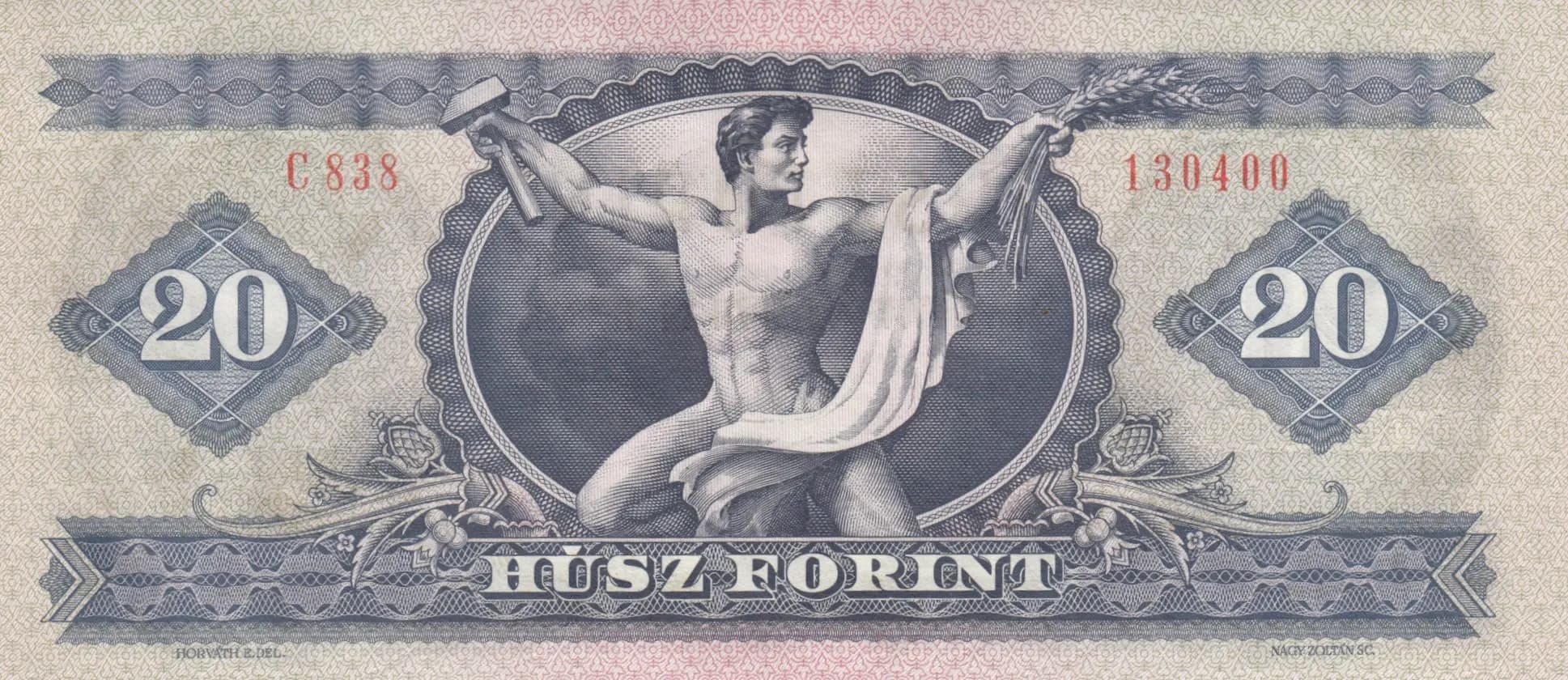 20 forint 1975 from Hungary, P-169f (1975) — image 2