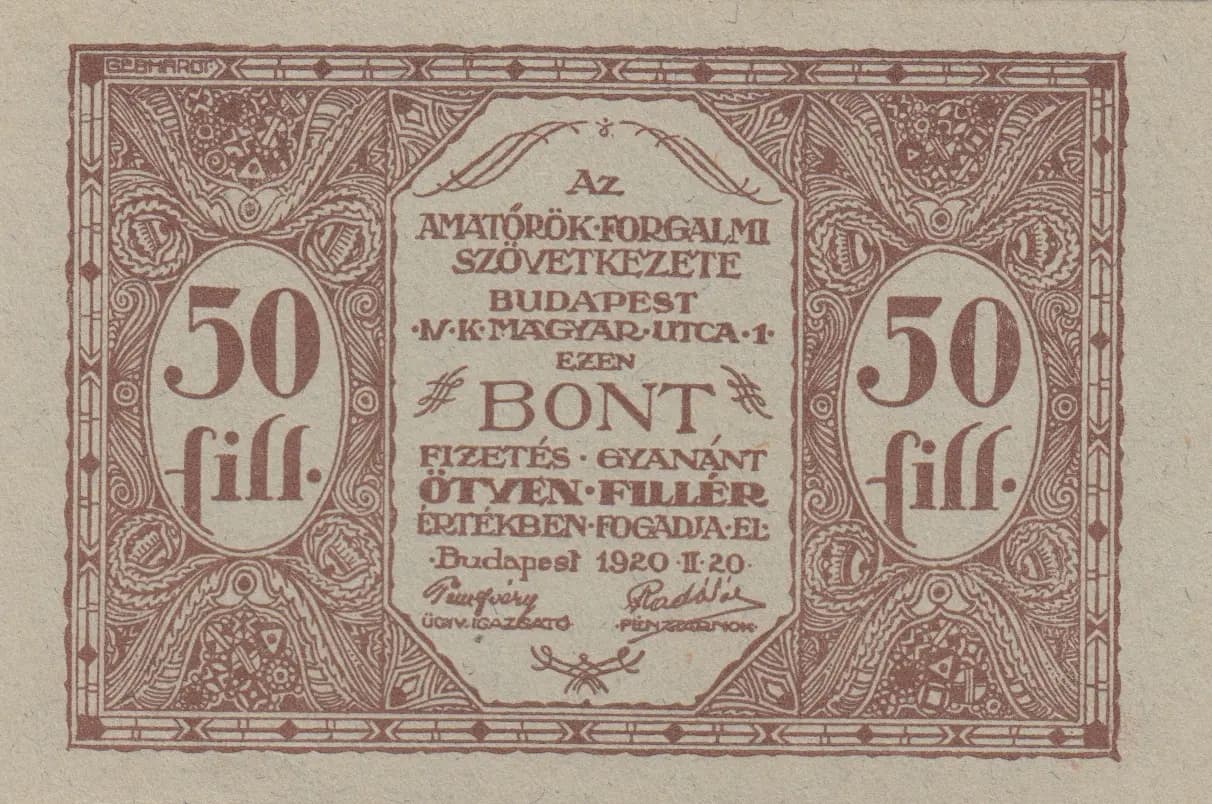 50 filler 1920 from Hungary, P-unlisted (1920) — image 1