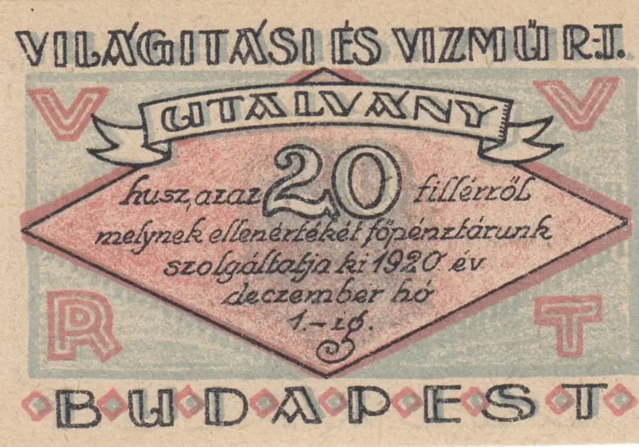 20 filler 1920 from Hungary, P-unlisted (1920) — image 1