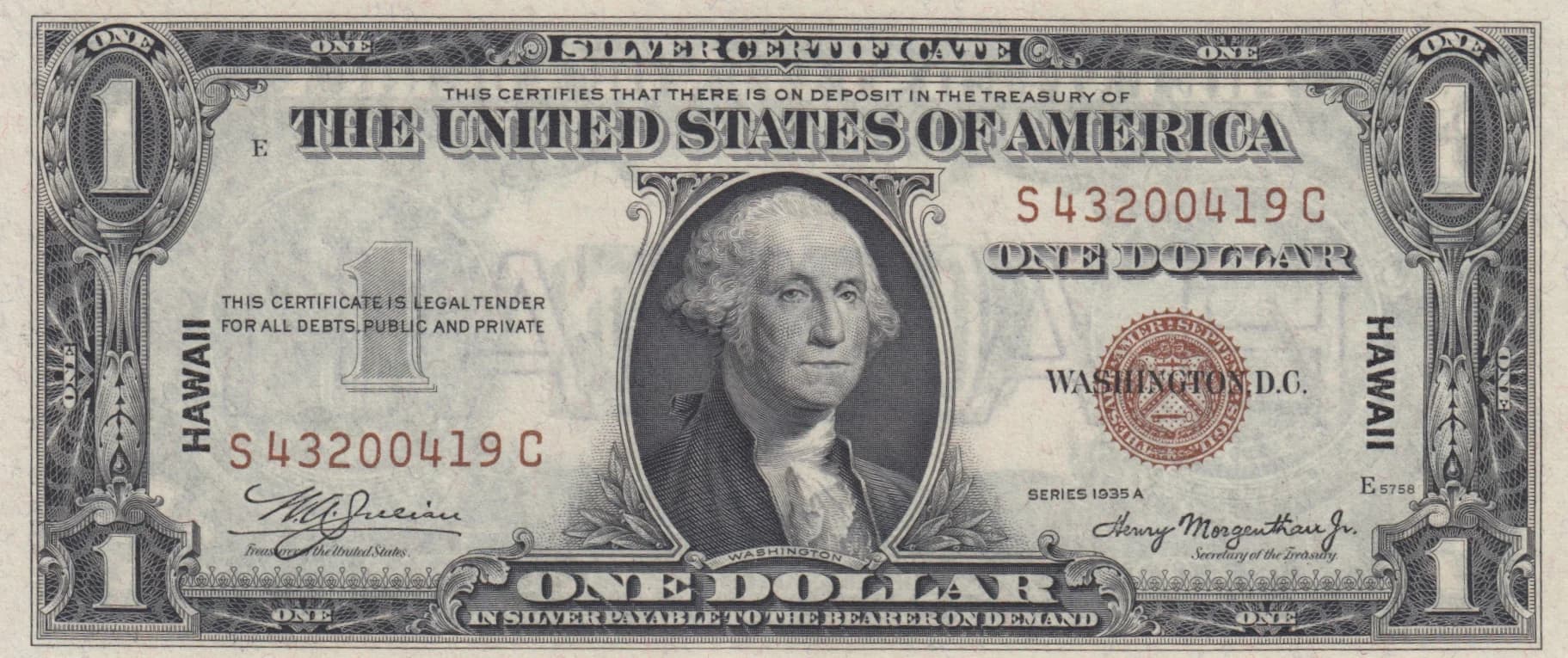 1 dollar 1942 from Hawaii, P-36a (1942) — image 1