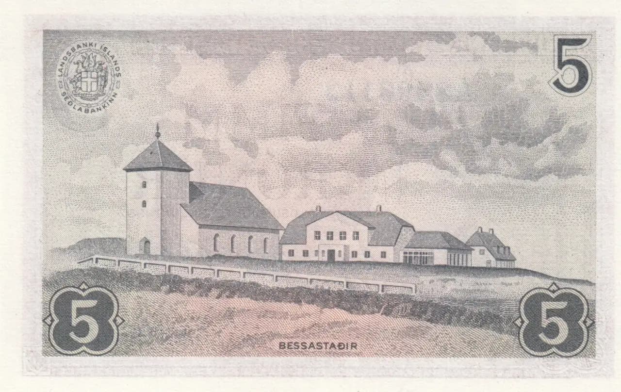 5 kronur 1957 from Iceland, P-37b (1957) — image 2