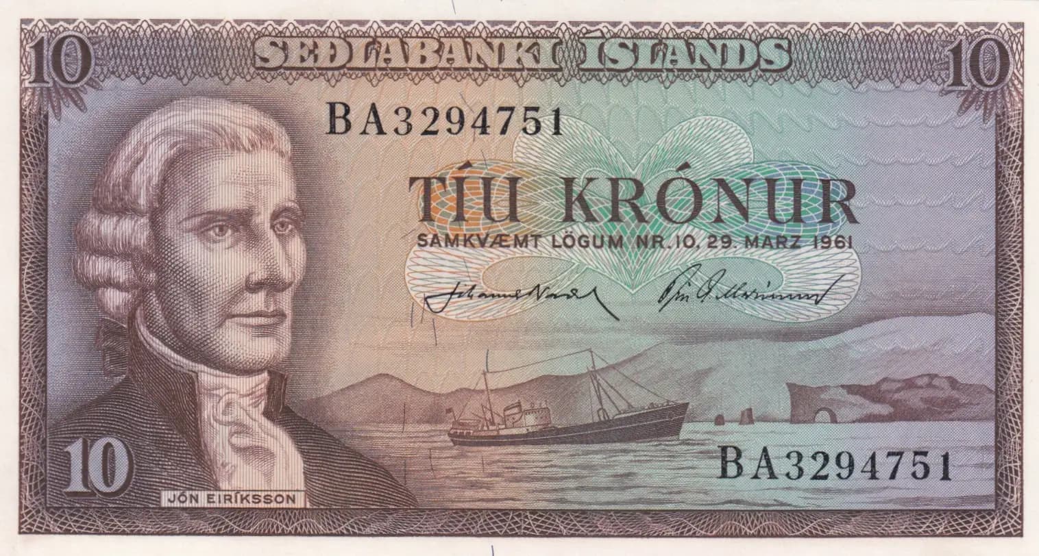 10 kronur 1961 from Iceland, P-42(2) (1961) — image 1