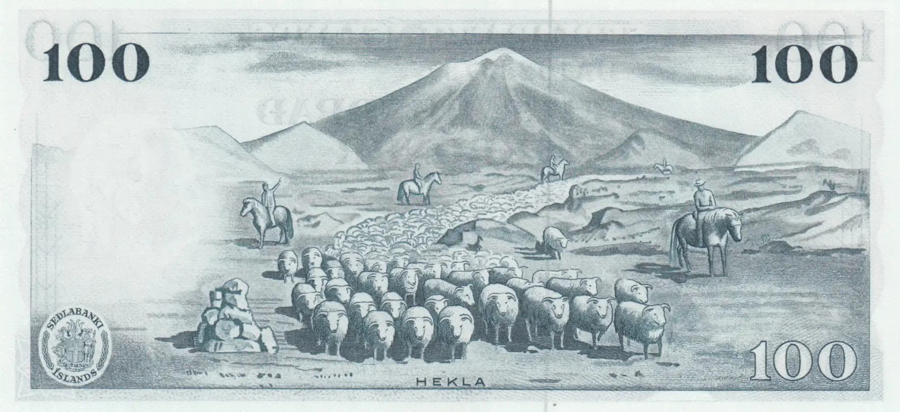 100 kronur 1961 from Iceland, P-44(9) (1961) — image 2