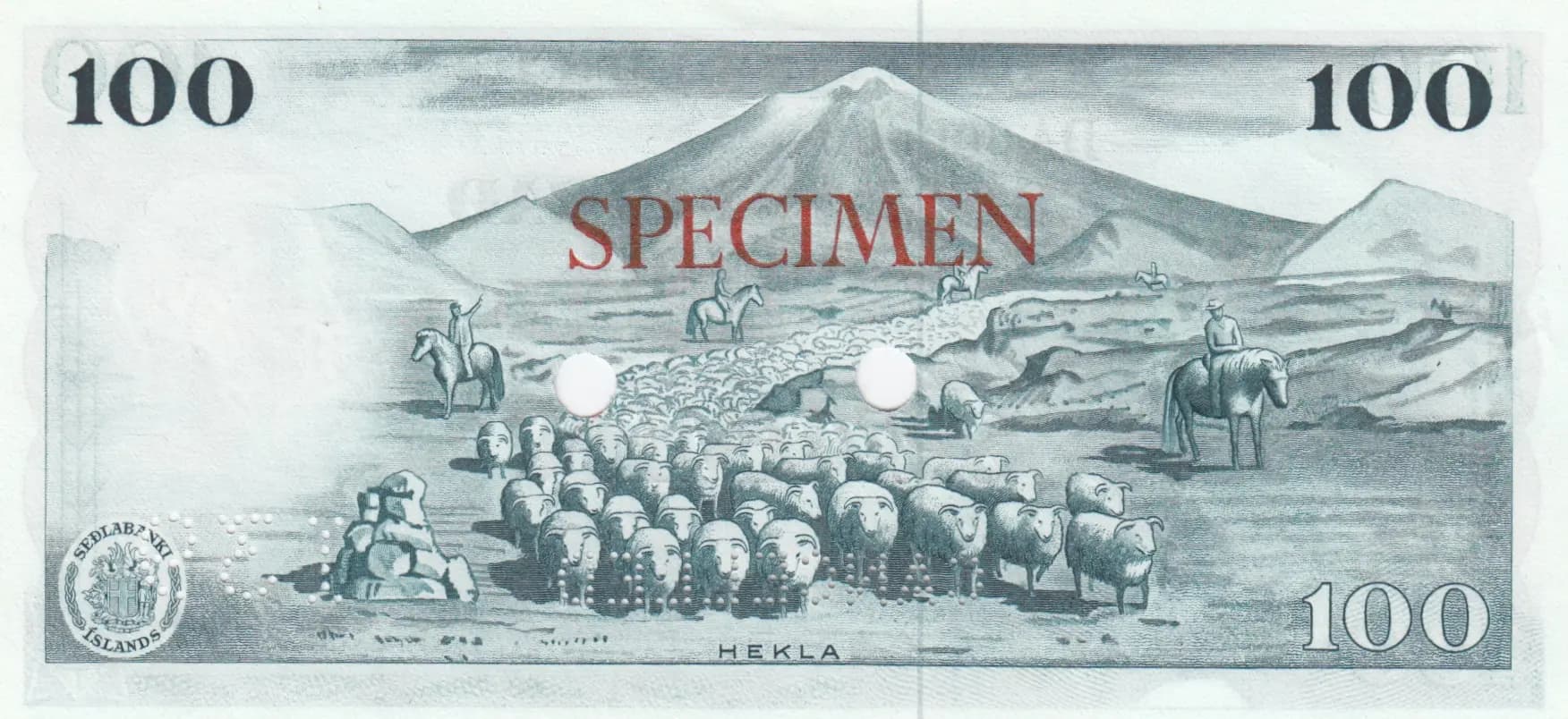 100 kronur 1961 specimen from Iceland, P-44s (1961) — image 2