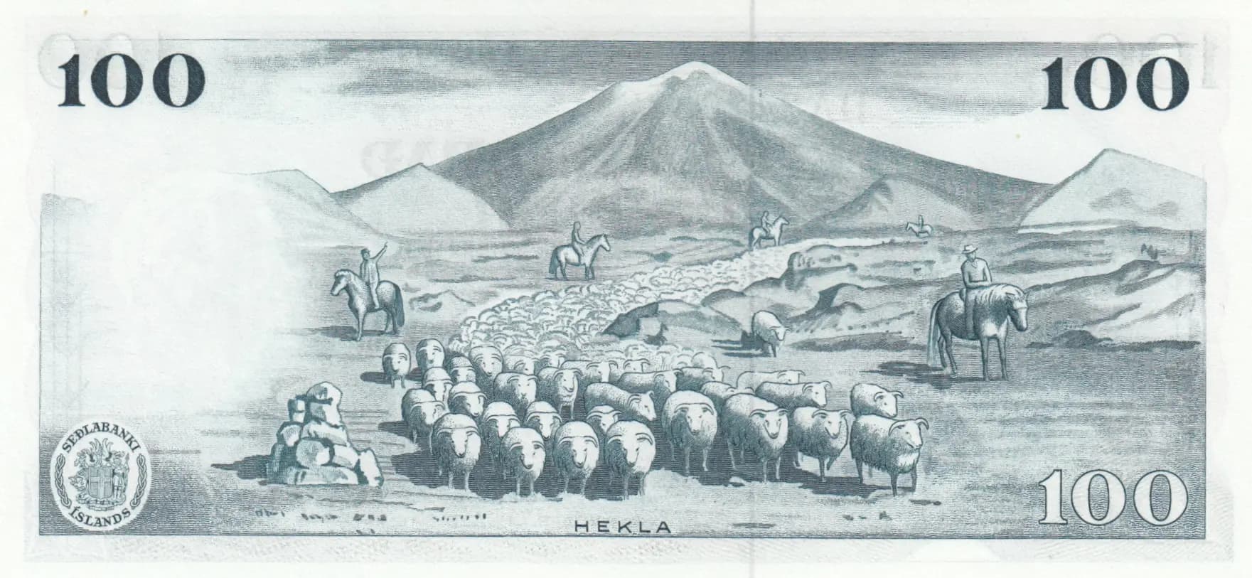 100 kronur 1961 from Iceland, P-44(12) (1961) — image 2