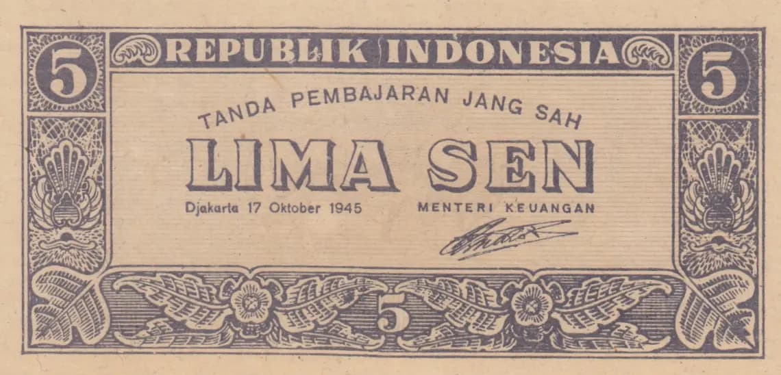 5 sen 1945 from Indonesia, P-14