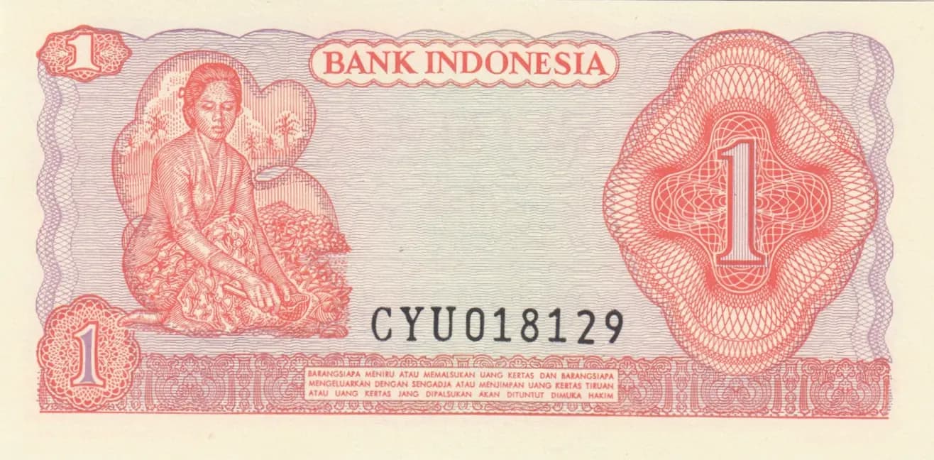 1 rupiah 1968 from Indonesia, P-102 (1968) — image 2