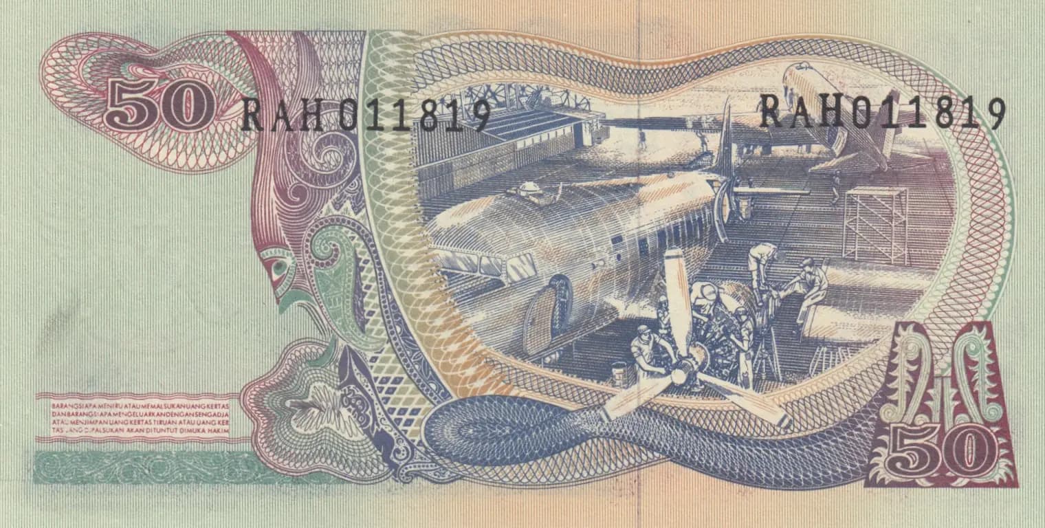 50 rupiah 1968 from Indonesia, P-107 (1968) — image 2