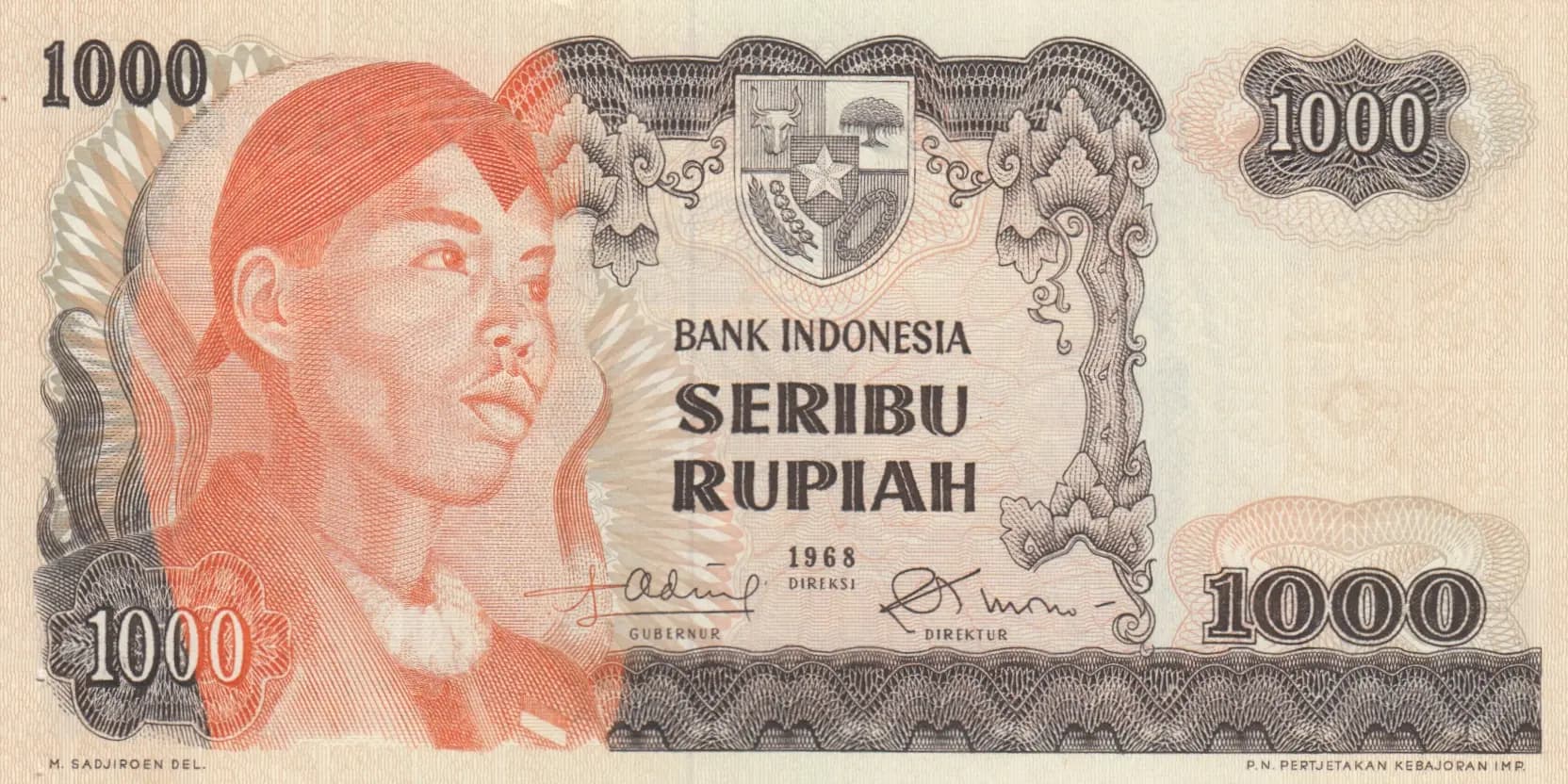 1000 rupiah 1968 from Indonesia, P-110 (1968) — image 1