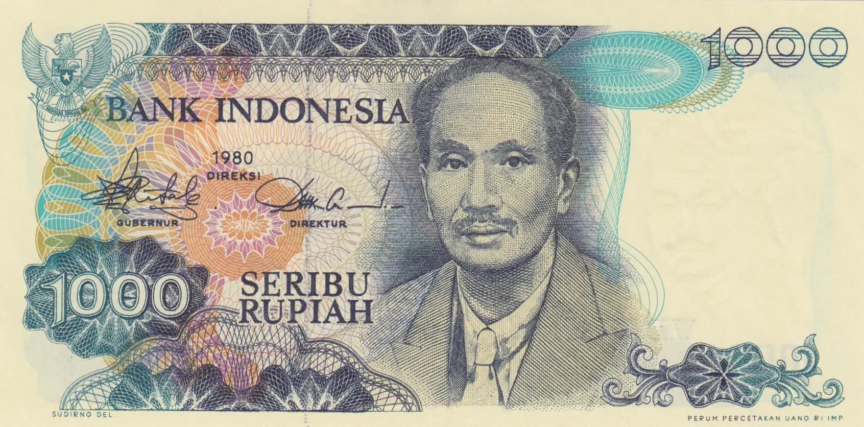 1000 rupiah 1980 from Indonesia, P-119 (1980) — image 1