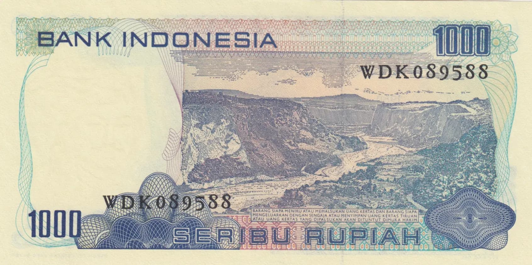 1000 rupiah 1980 from Indonesia, P-119 (1980) — image 2