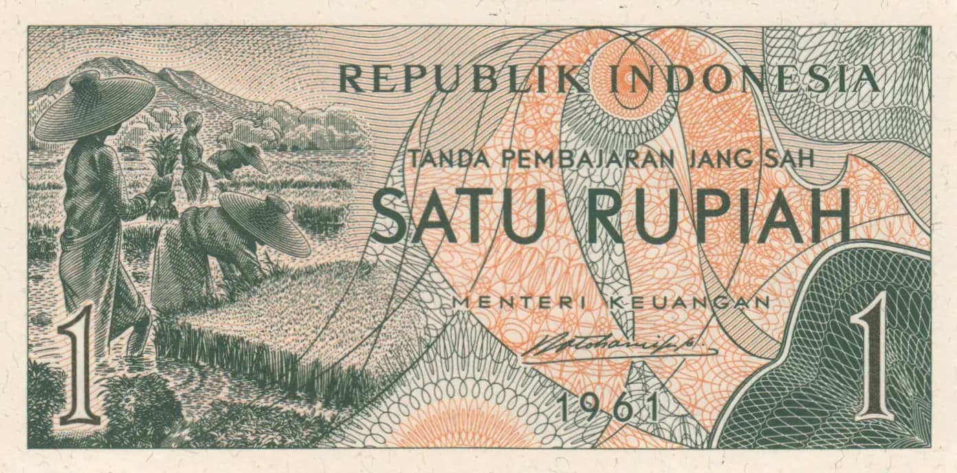 1 rupiah 1961 from Indonesia, P-78