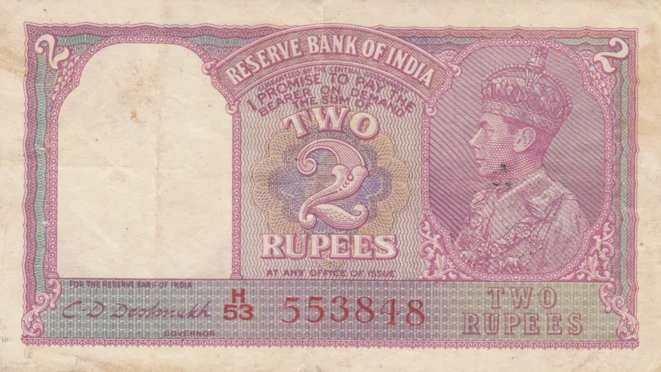 2 rupee 1943 from India, P-17c