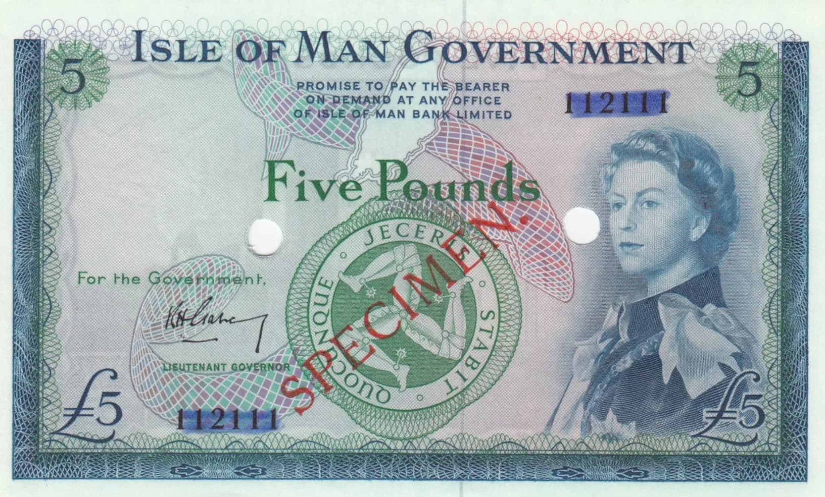 5 pounds 1961 specimen from Isle of Man, P-26as (1961) — image 1