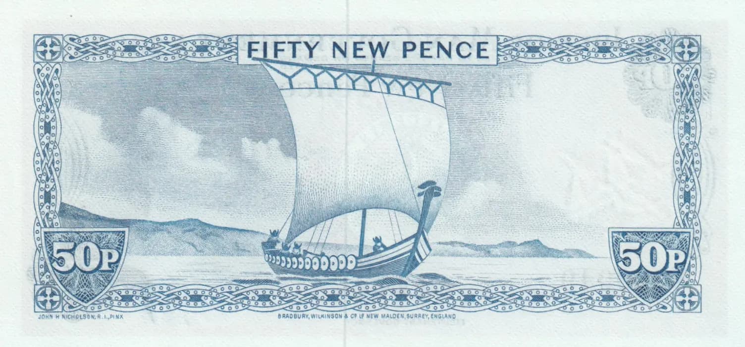 50 new pence 1972 from Isle of Man, P-28a (1972) — image 2