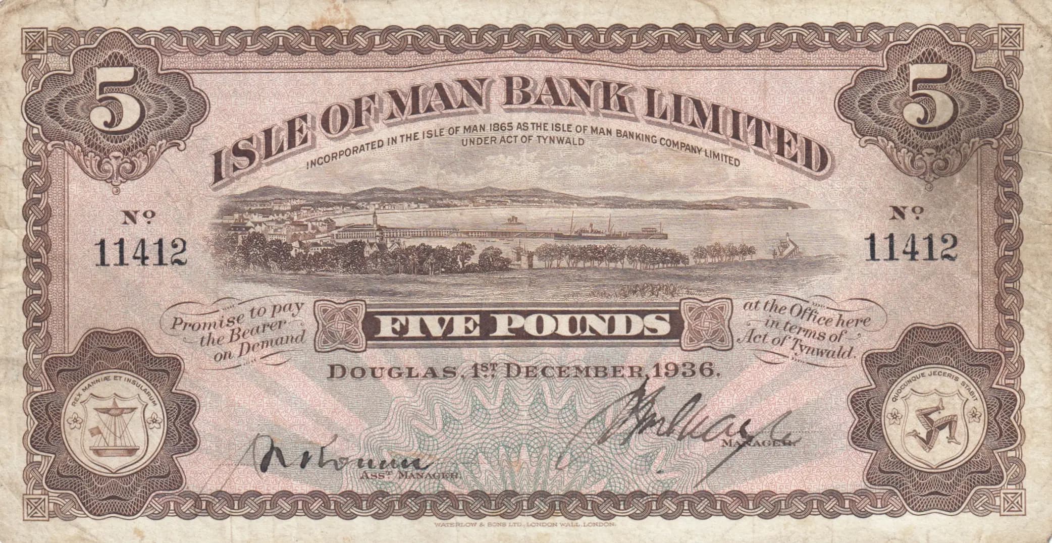 5 pounds 1936 from Isle of Man, P-6Aa