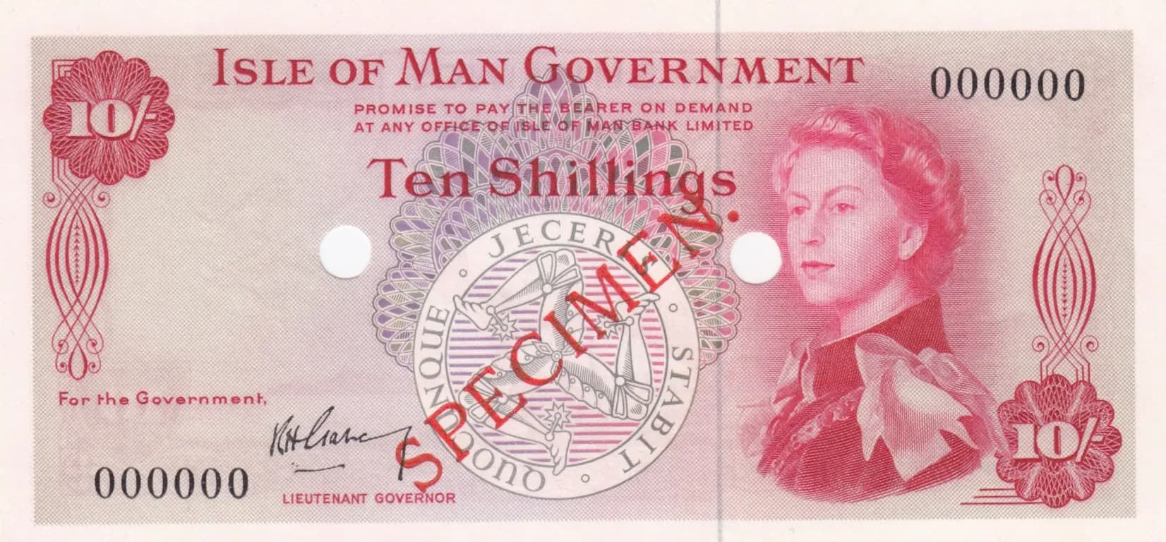 10 shillings 1961 specimen from Isle of Man, P-24as (1961) — image 1
