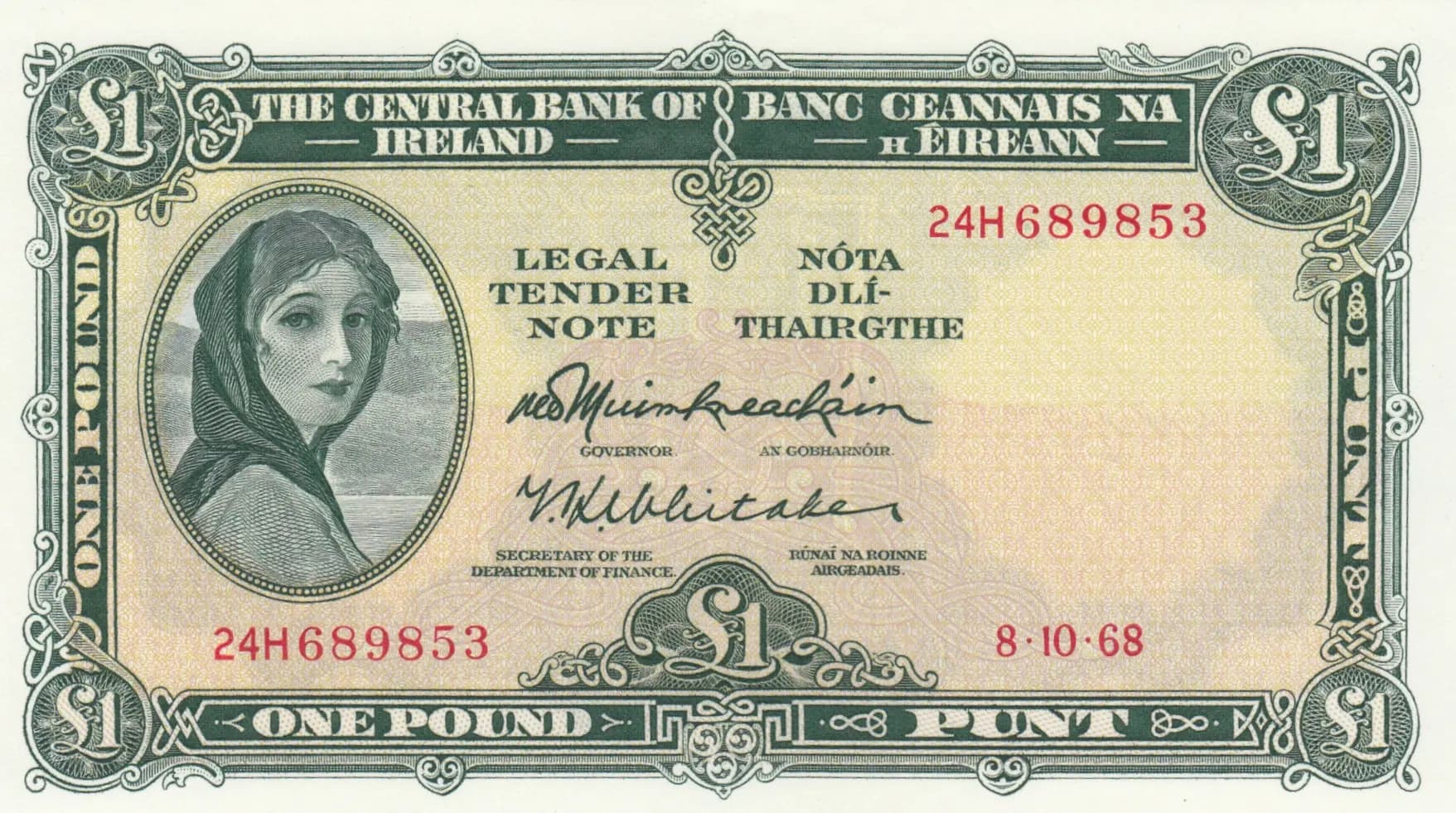 1 pound 1968 from Ireland, P-64a