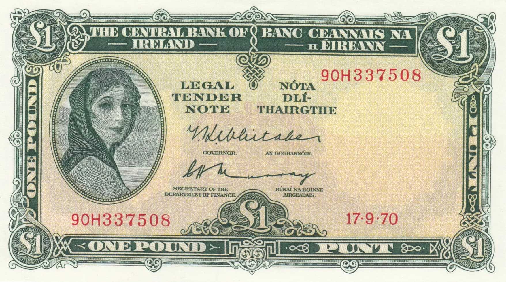 1 pound 1970 from Ireland, P-64b