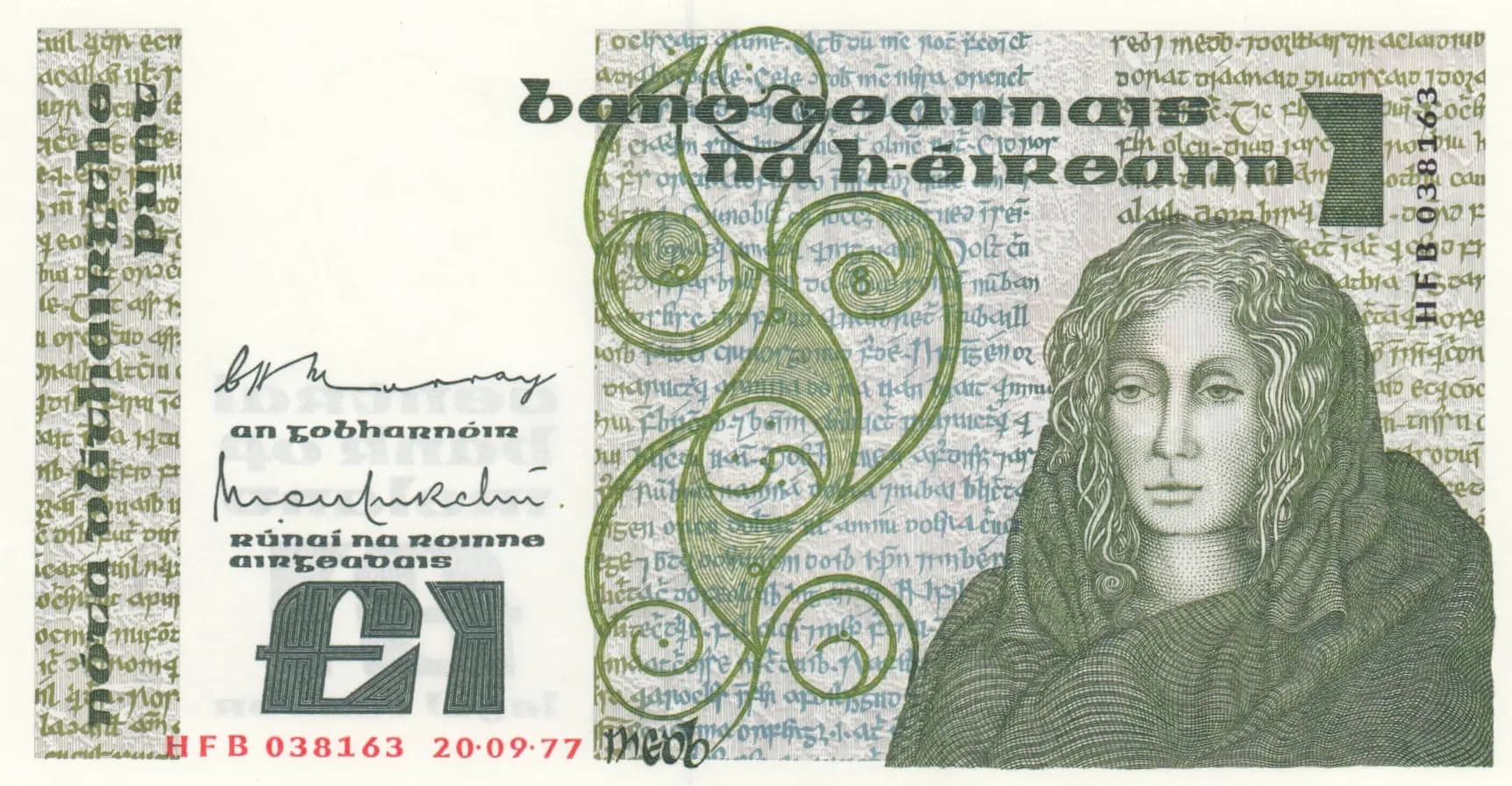 1 pound 1977 from Ireland, P-70a