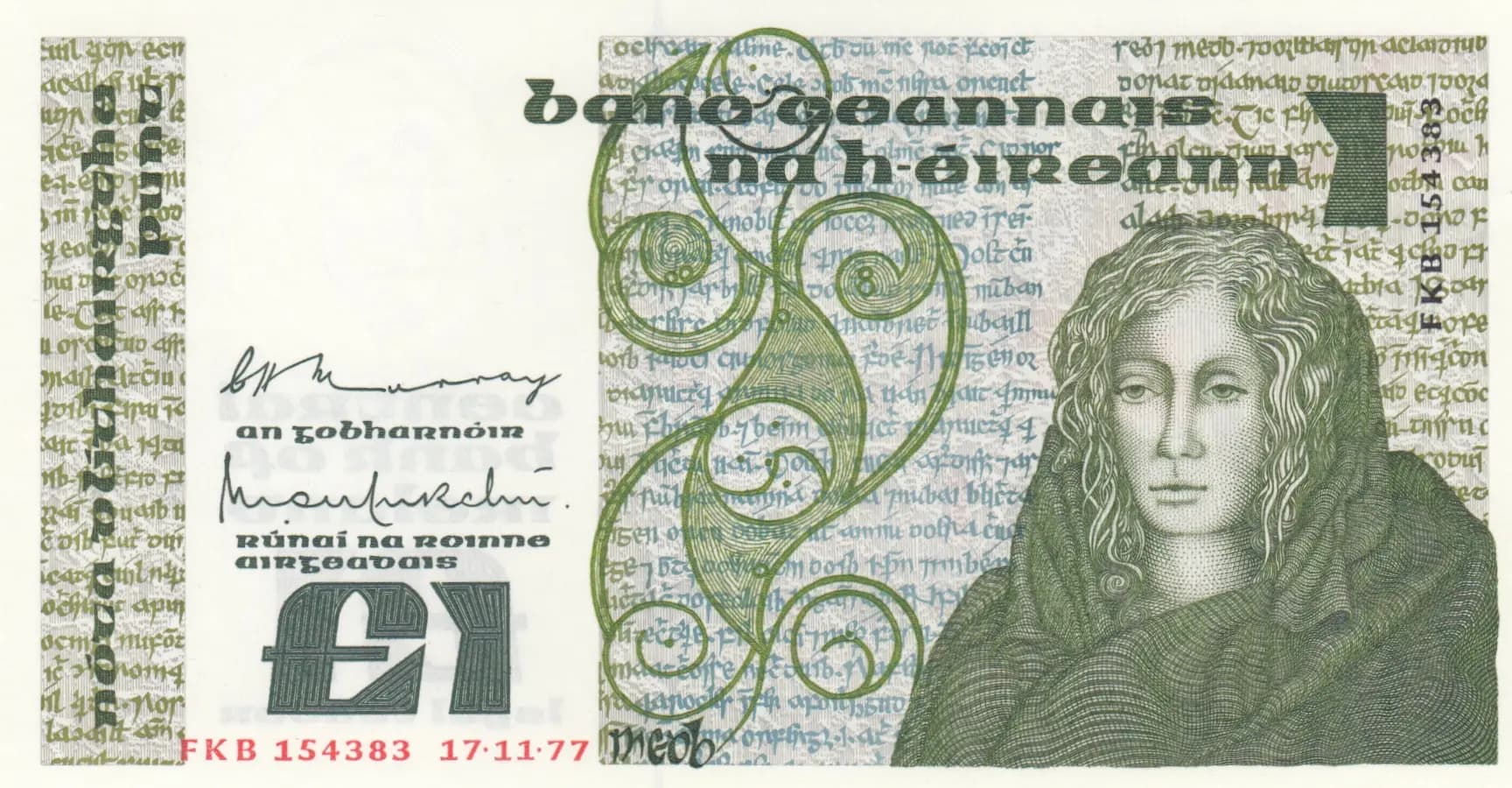 1 pound 1977 from Ireland, P-70a