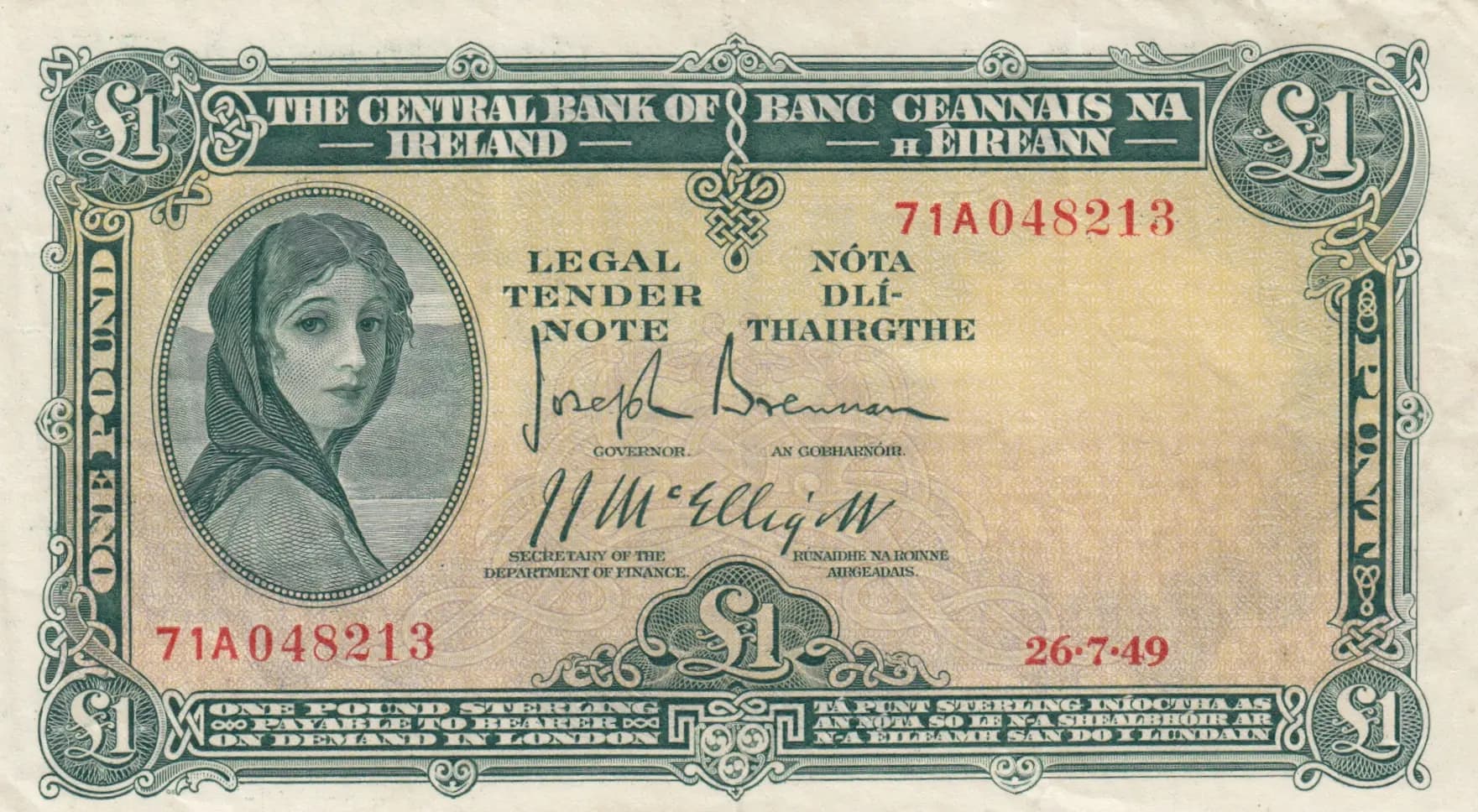 1 pound 1949 from Ireland, P-57b (1949) — image 1