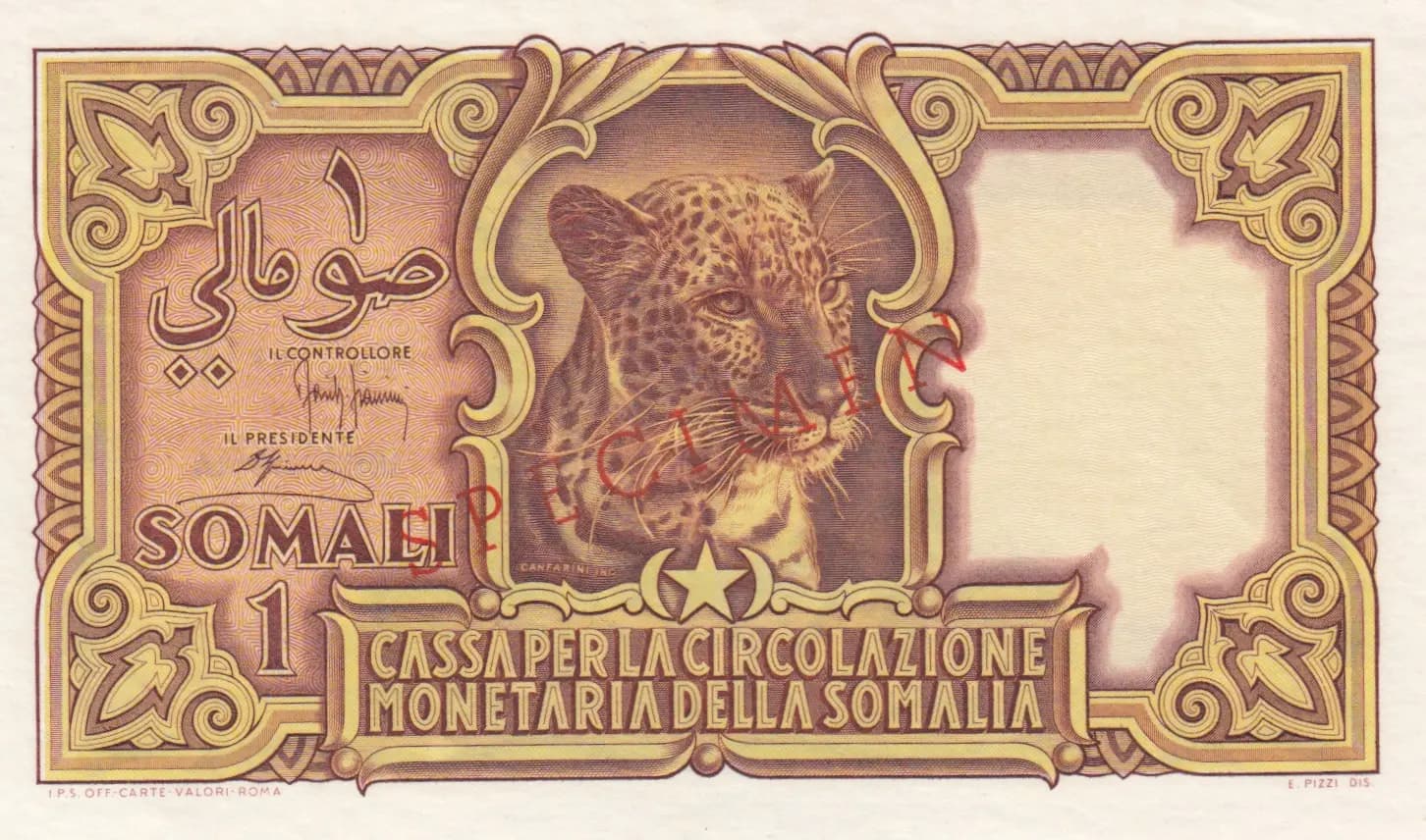 1 somalo 1950 specimen from Italian Somaliland, P-11s