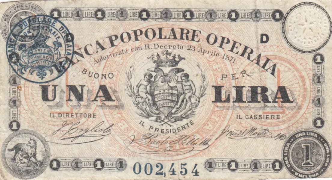 1 lira 1871 from Italy, P-unlisted (1871) — image 1