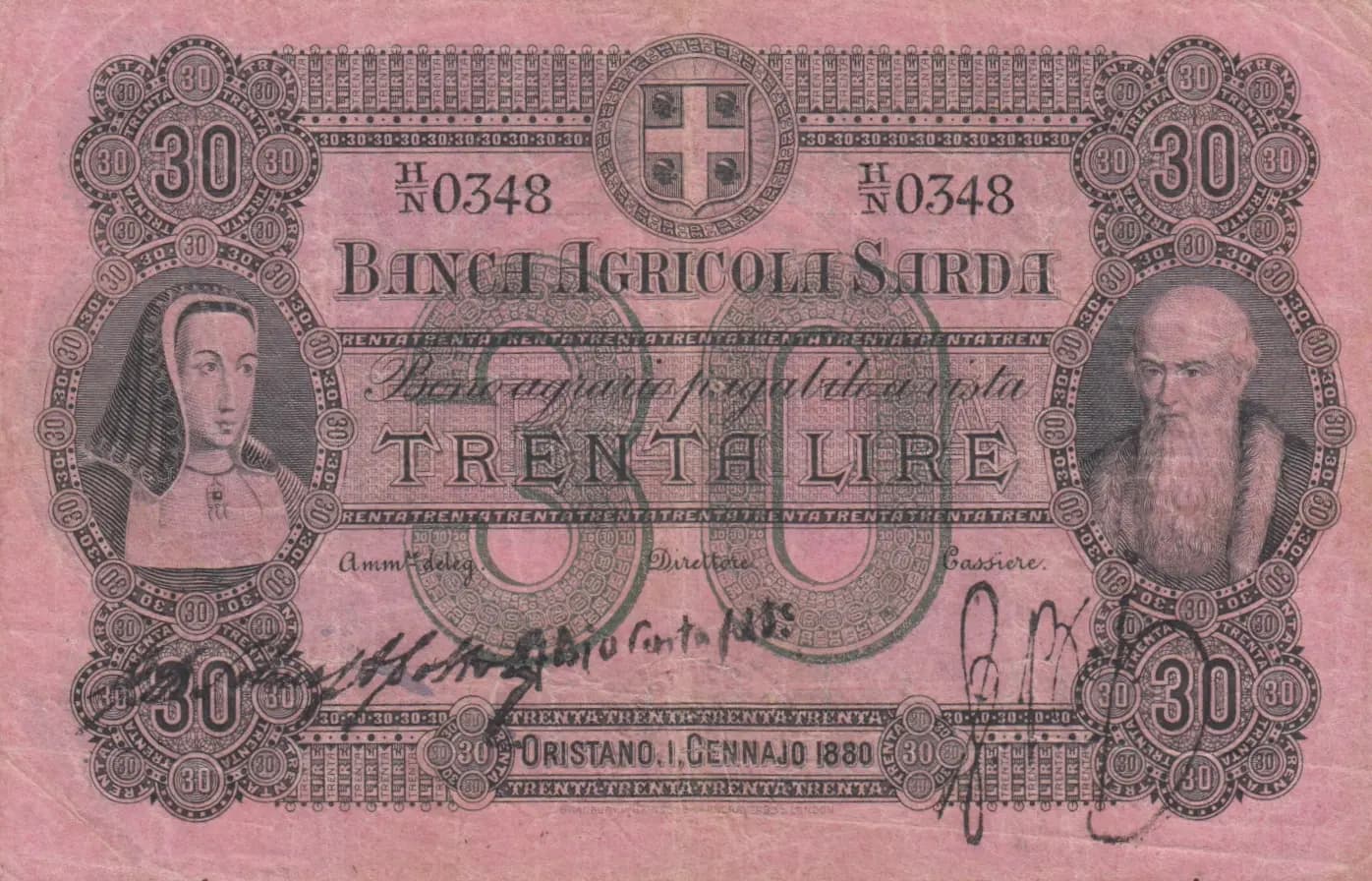 30 lire 1880 from Italy, P-S921c (1880) — image 1