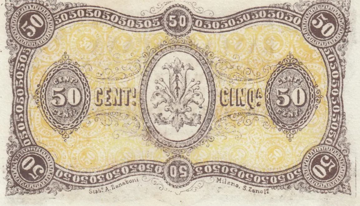 50 centesimi 1870 from Italy, P-unlisted (1870) — image 2