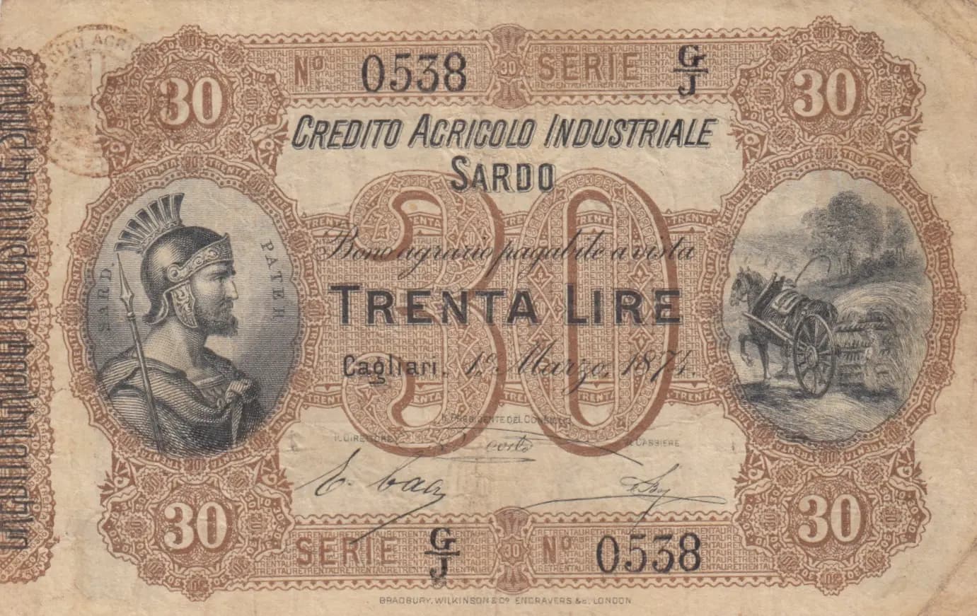 30 lire 1874 from Italy, P-S925 (1874) — image 1