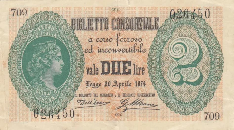2 lire 1874 from Italy, P-3 (1874) — image 1