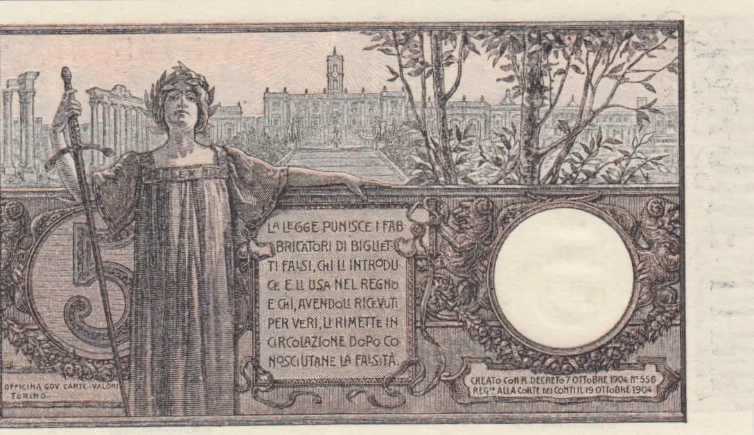 5 lire 1904 from Italy, P-23f (1904) — image 2