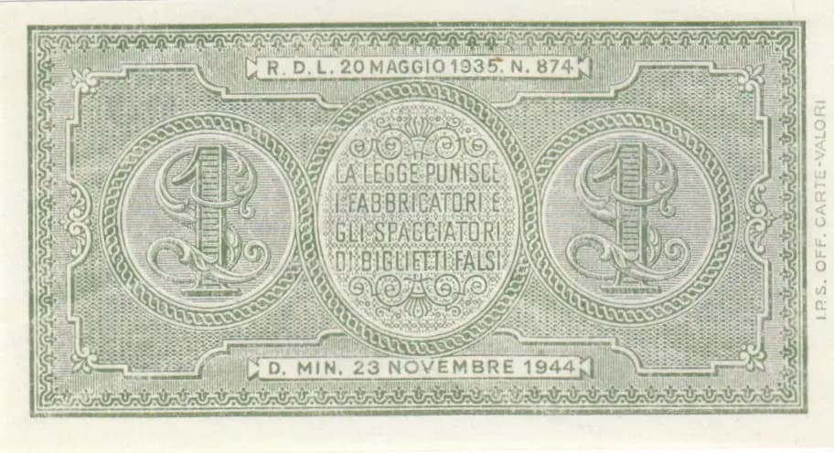 1 lira 1935 from Italy, P-29b (1935) — image 2