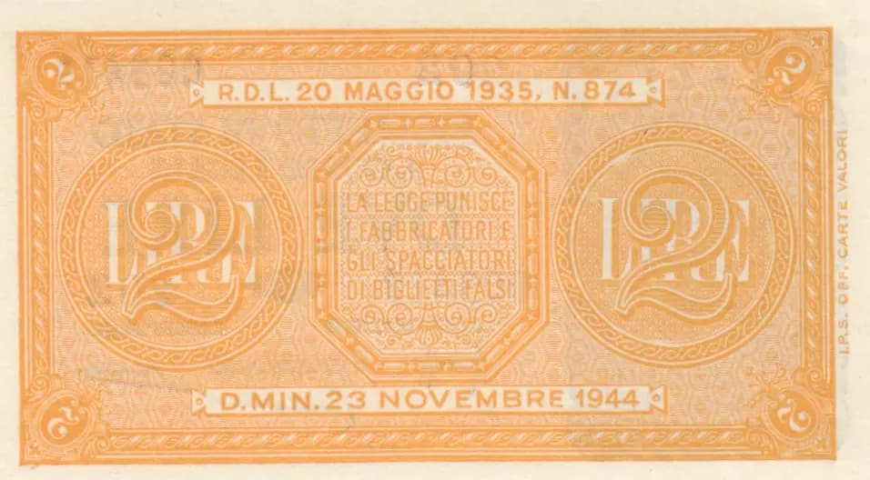 2 lire 1935 from Italy, P-30b (1935) — image 2