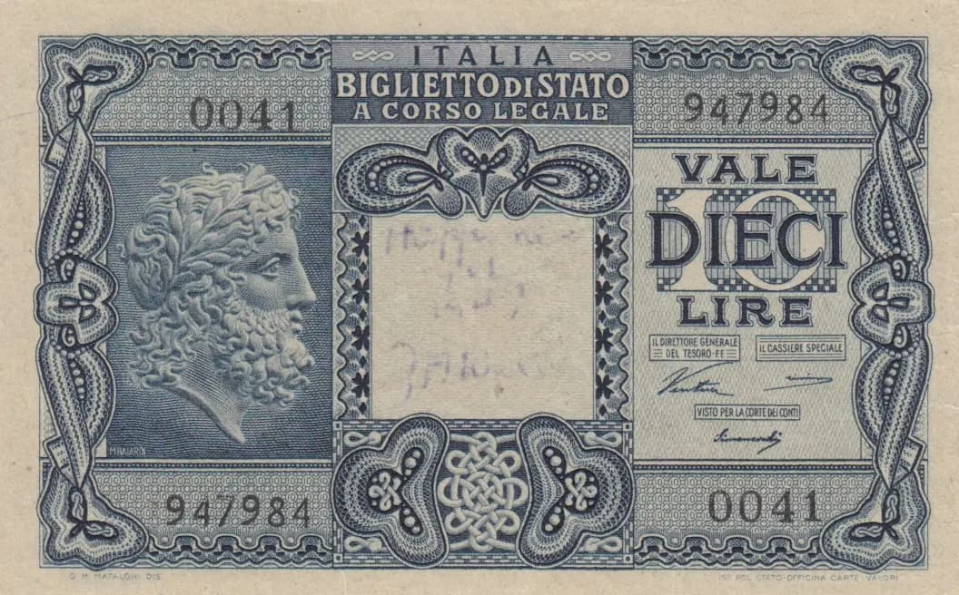 10 lire 1935 from Italy, P-32a