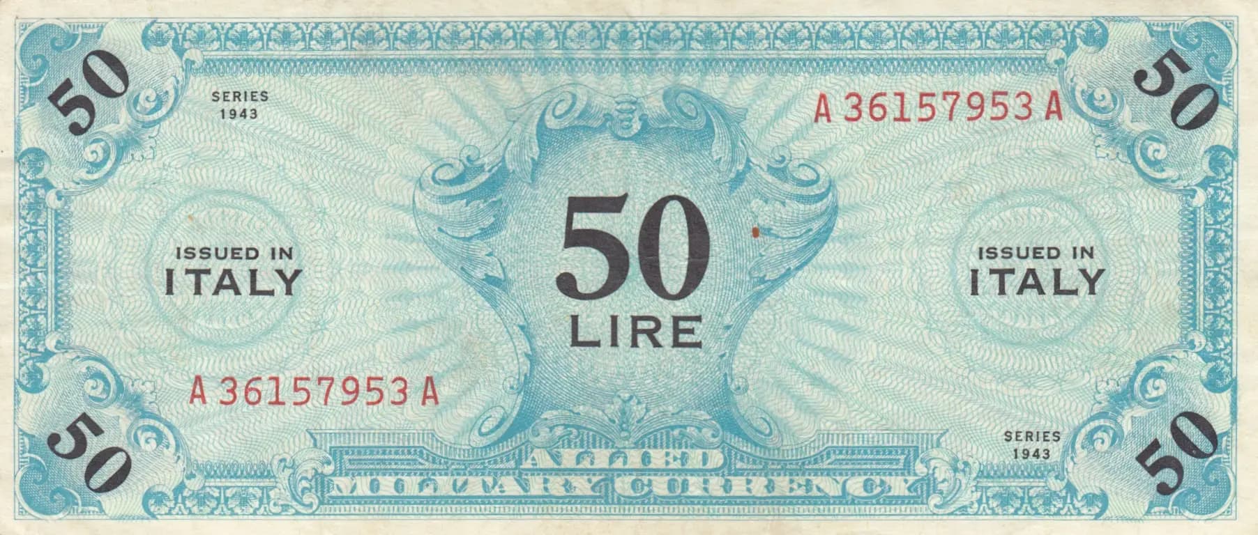 50 lire 1943 from Italy, P-M14a (1943) — image 1