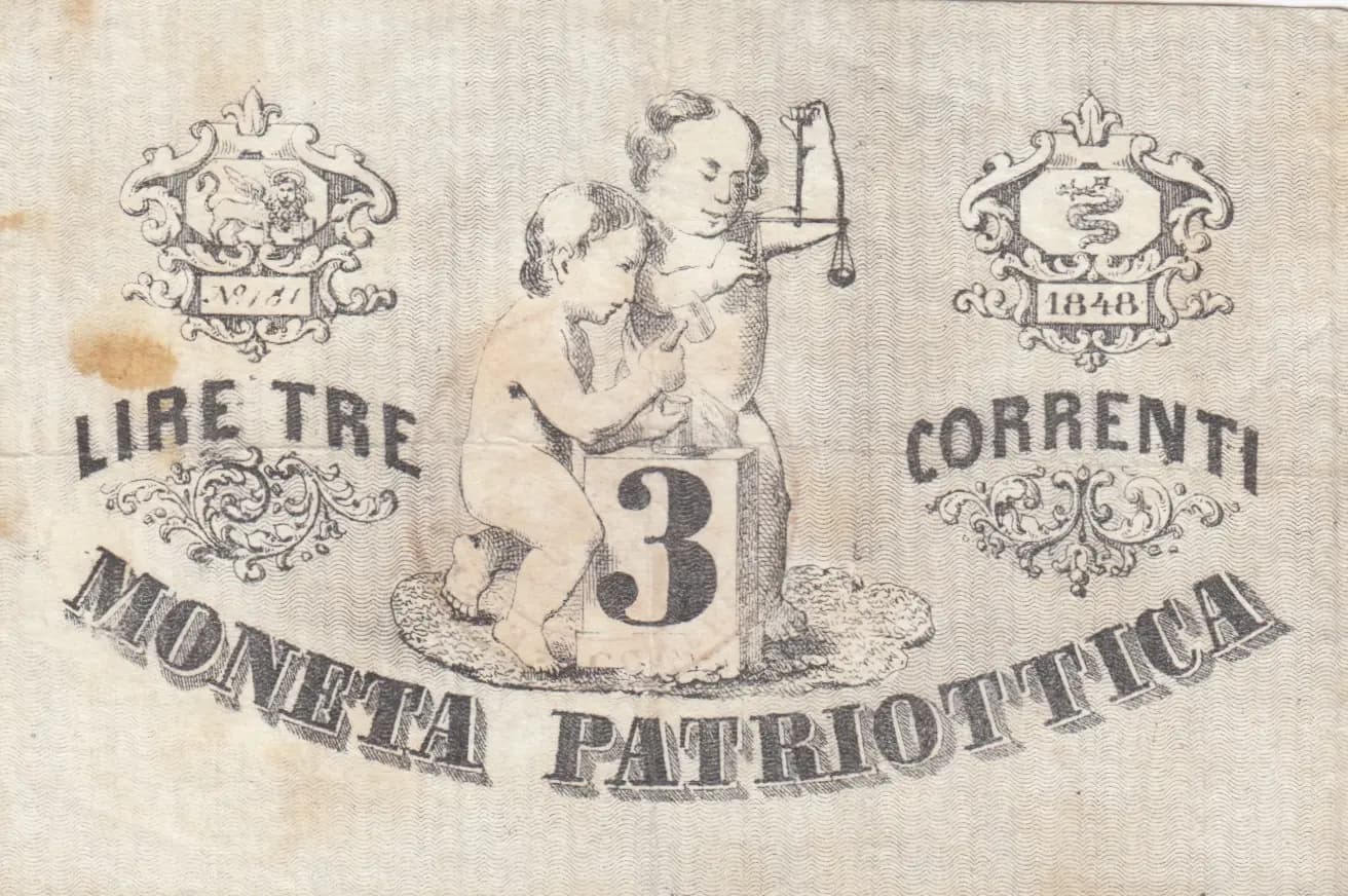 3 lire 1848 from Italy, P-S187