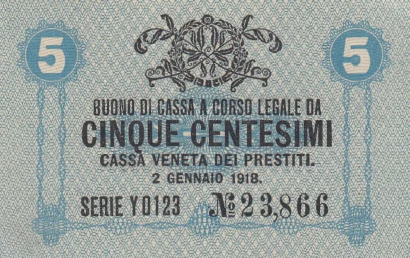 5 centesimi 1918 from Italy, P-M1 (1918) — image 1