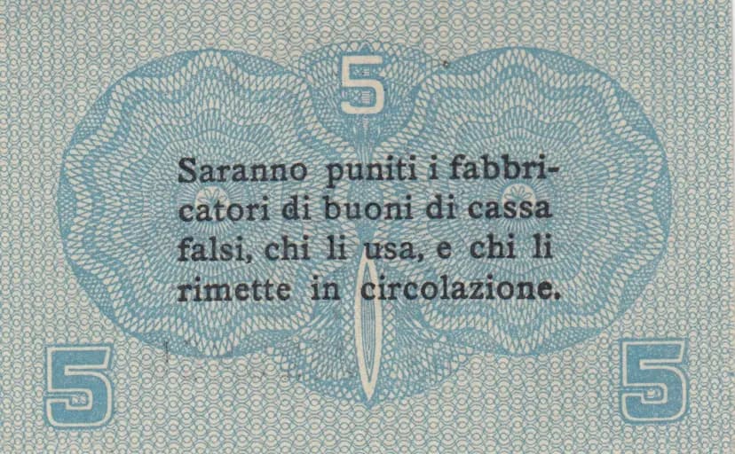 5 centesimi 1918 from Italy, P-M1 (1918) — image 2