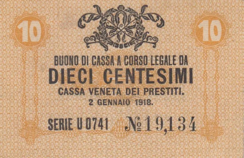 10 centesimi 1918 from Italy, P-M2 (1918) — image 1
