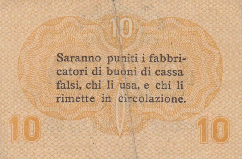 10 centesimi 1918 from Italy, P-M2 (1918) — image 2