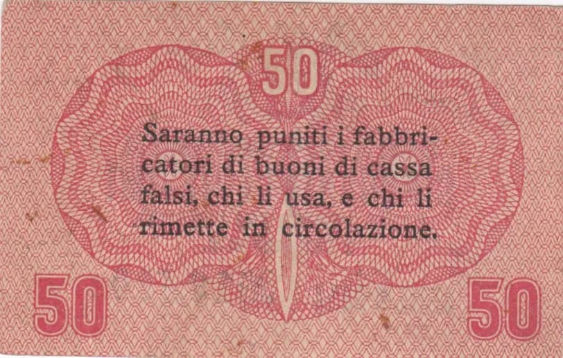 50 centesimi 1918 from Italy, P-M3 (1918) — image 2