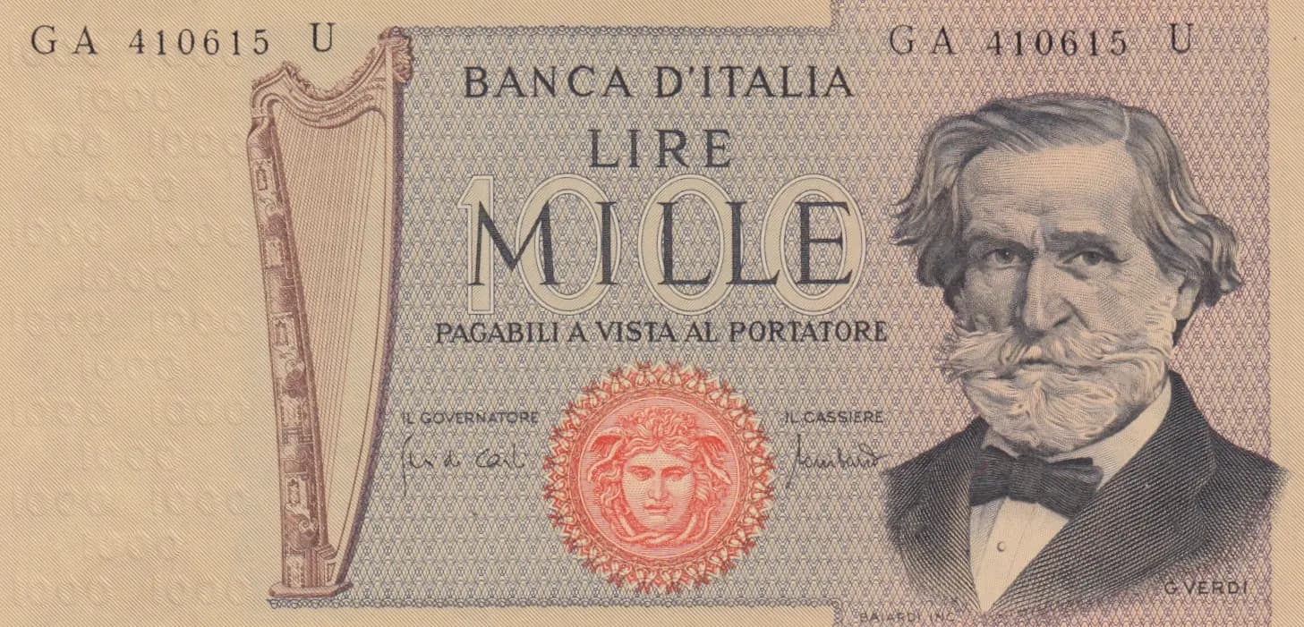 1000 lire 1969 from Italy, P-101a