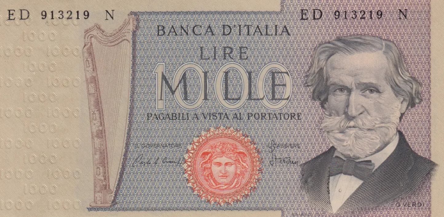 1000 lire 1980 from Italy, P-101g