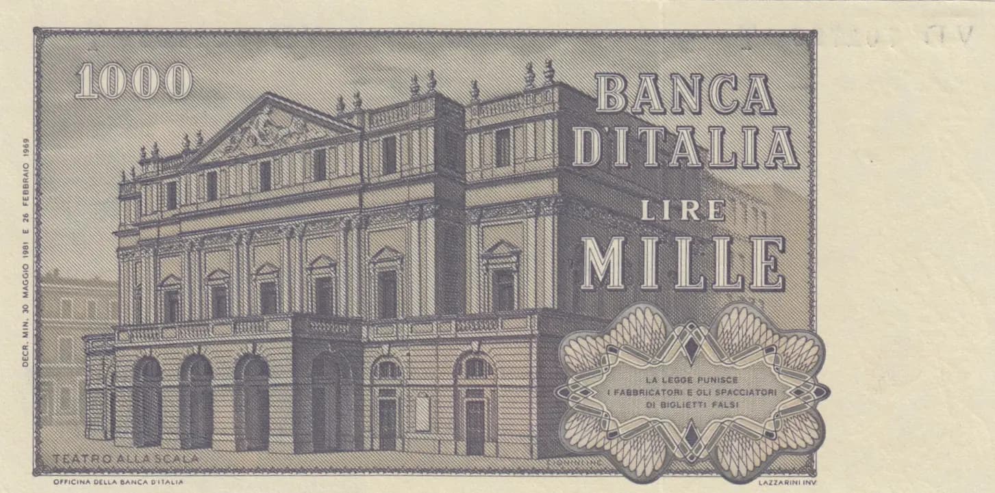 1000 lire 1981 from Italy, P-101h (1981) — image 2