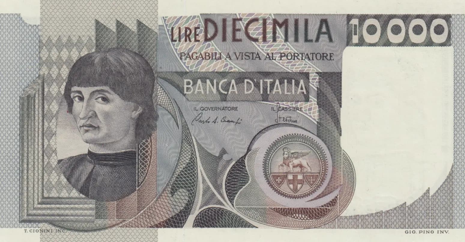 10 000 lire 1980 from Italy, P-106b (1980) — image 1