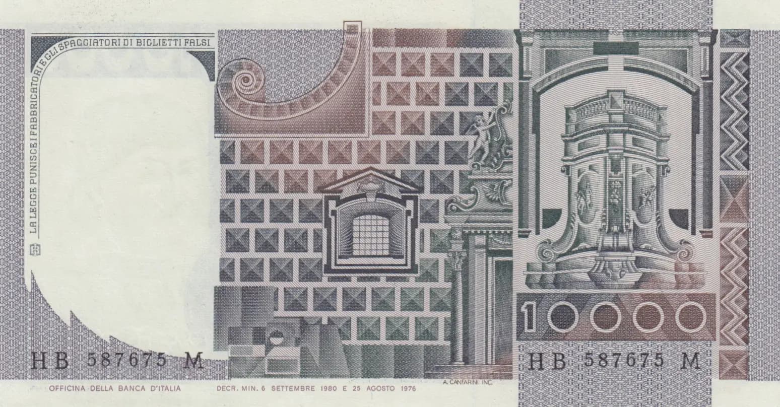 10 000 lire 1980 from Italy, P-106b (1980) — image 2