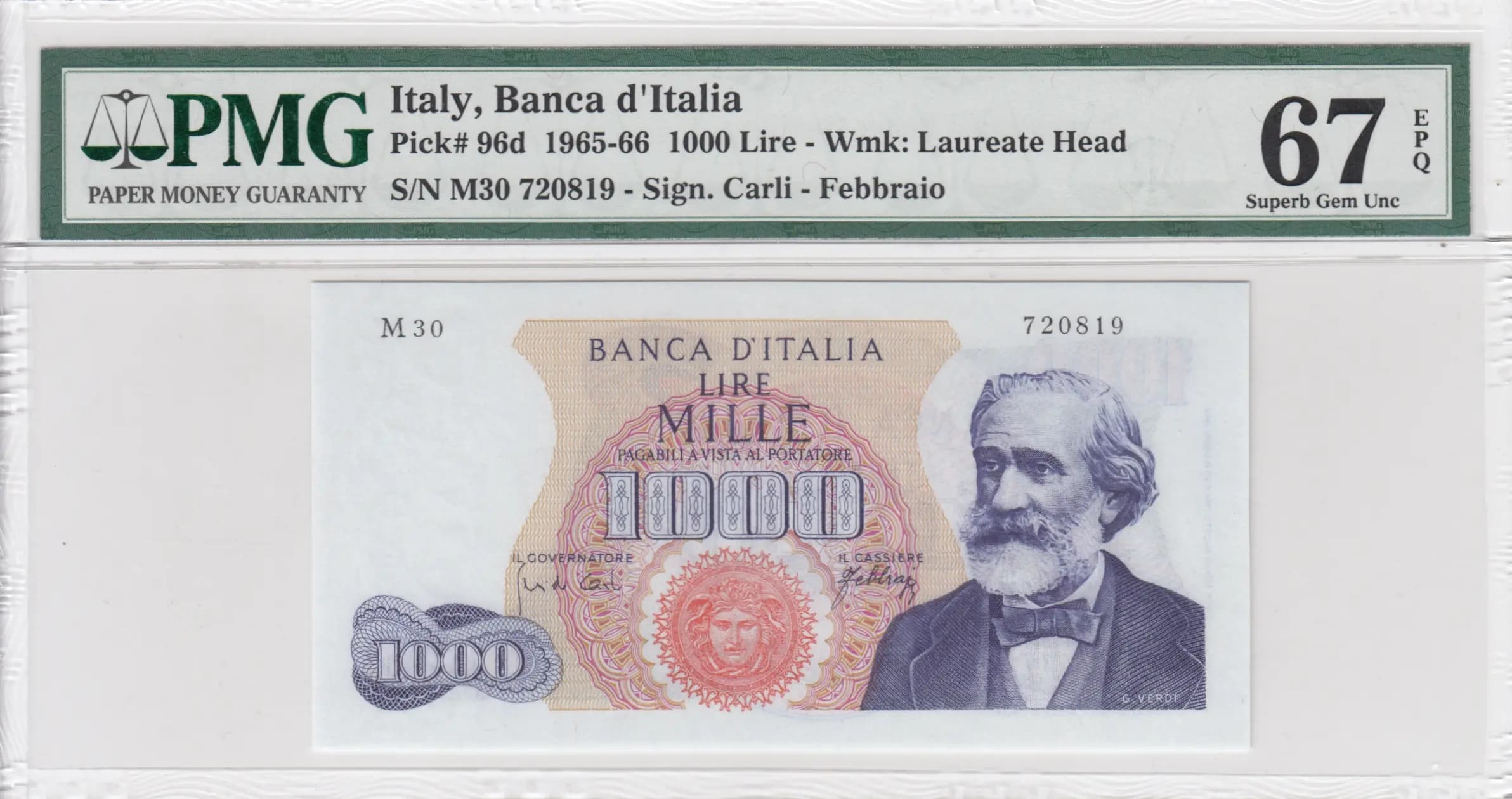 1000 lire 1965 from Italy, P-96d (1965) — image 1